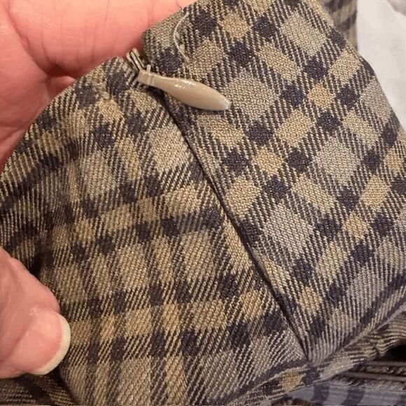 NWT Cider Pleated Buckle Skirt Brown Check Plaid Belt Size Medium - Picture 5 of 10